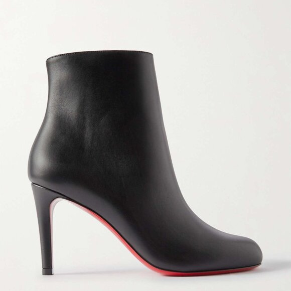 Christian Louboutin PUMPPIE BOOTY 85 Leather Ankle Boots Heels Black - Picture 1 of 15